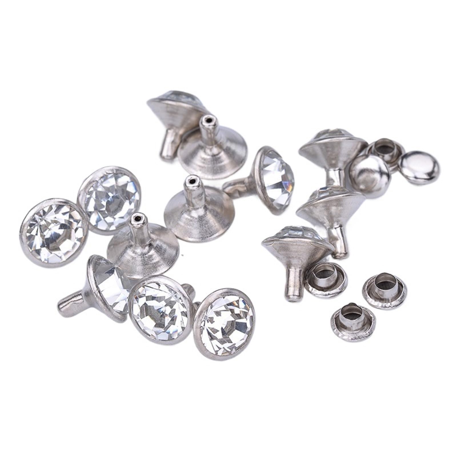 Fdzkrtvm Silver Metal Crystal Rivets, 100 Pcs 10Mm Multicolor Crystal Rhinestone Rivet Studs For Diy Crafts