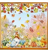 Autumn　オータム　ステッカー Amazon.com: decalmile Autumn Leaf Thanksgiving Pumpkin Window