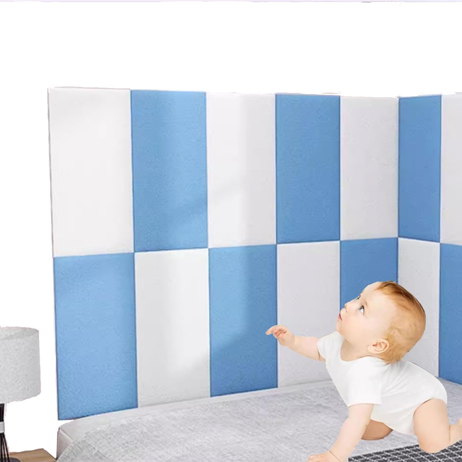 Adesivi 3D per Testata Letto, Pannelli Imbottiti per Pareti, 30X60 cm Paracolpi Muro Bambini, Isolamento e Protezione Dal Freddo, Autoadesive(Blu,10pcs)