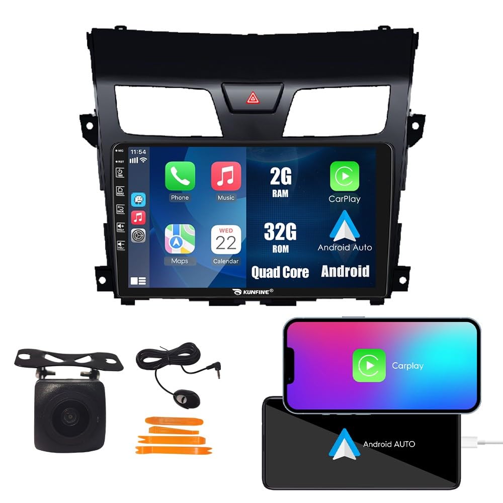 Kunfine Car CarPlay Android Auto Navigation Stereo GPS Radio Camera Display 10