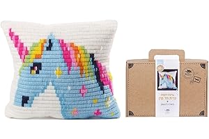 Sozo DIY Needlepoint Cross Stitch Embroidery Pillow Kit for Kids - Unicorn Creation
