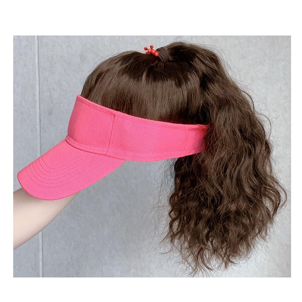 FEELIN Baseball Cap with Hair Extensions Women's Wig Caps, Baseball Wig Caps, Ponytail Wig Caps, Natural Look Synthetic Heat Resistant Fiber Wigs For Daily Party Use Hat Wig (Color : 01)