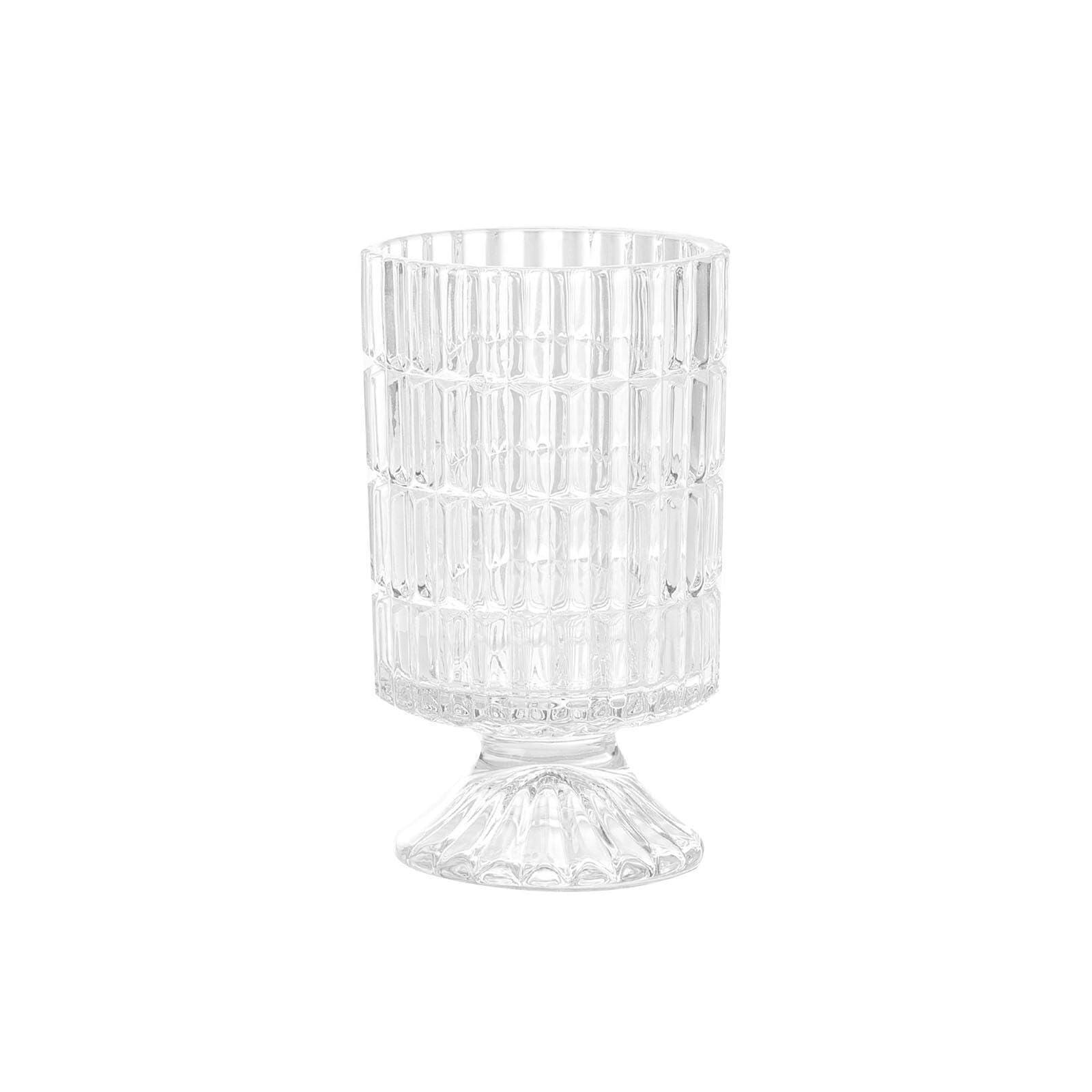 Vase en cristal transparent sur pied raffiné pour décoration d'étagère