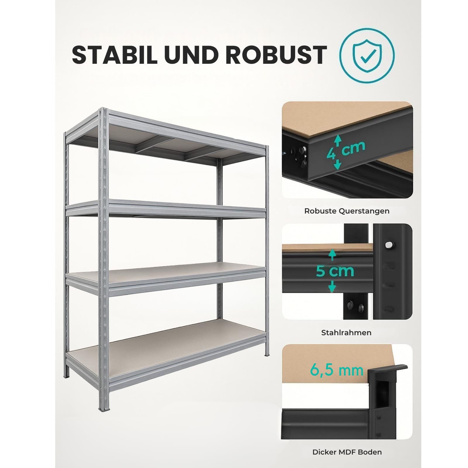 KARAT Schwerlastregal 200x150x60 cm Verzinkt – Weitspannregal Metall, Werkstatt Regal, Regal Werkstatt, Steckregal Lagerregal (TitanRack Big)