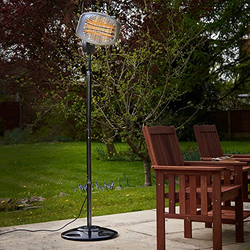 VonHaus Electric Patio Heater 2000W Free Standing Quartz Heating