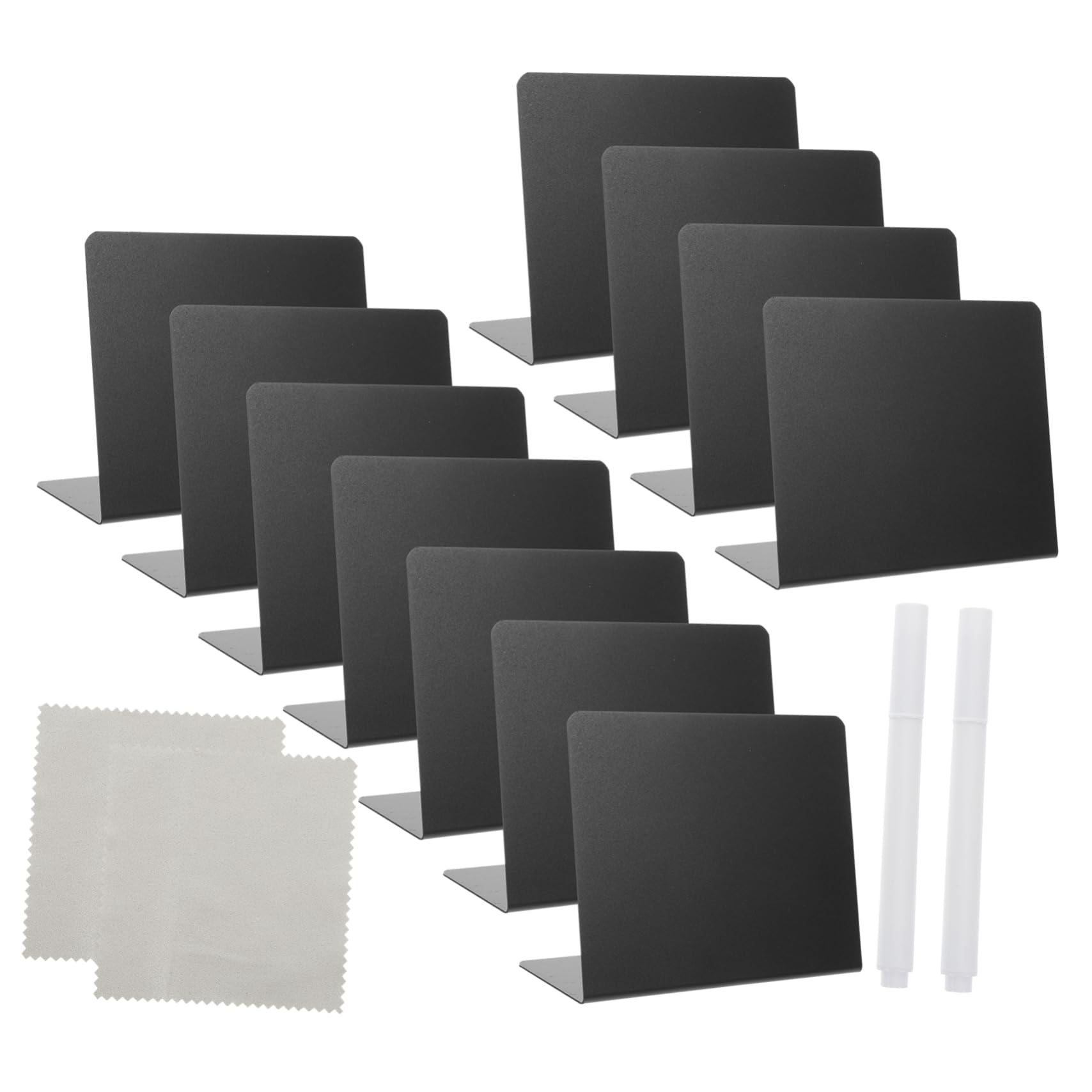 Uonlytech 3 Ensembles Étiquettes de Tableau Effaçables avec Marqueurs Blancs et Chiffons Panneaux de Message pour Boutique et Événements