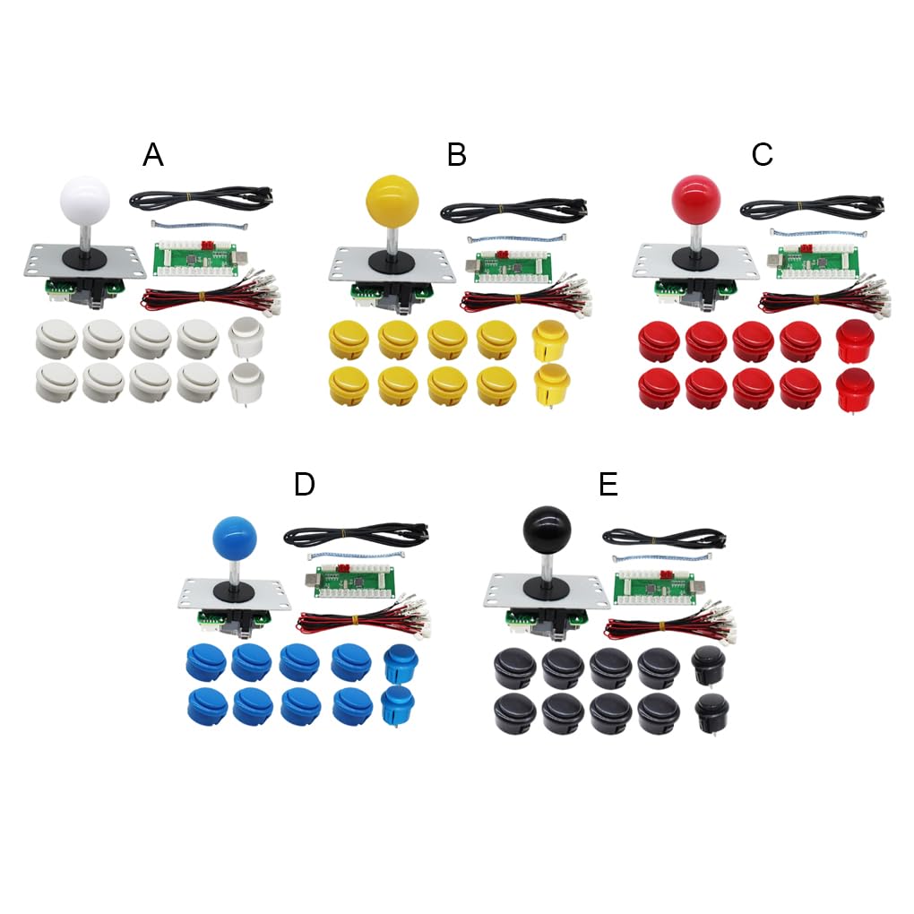 Juego de 3 botones de juego de palanca de mando de arcade con pieza reemplazada, multicolor, accesorios mejorados, artesanía, palos de lucha, color negro
