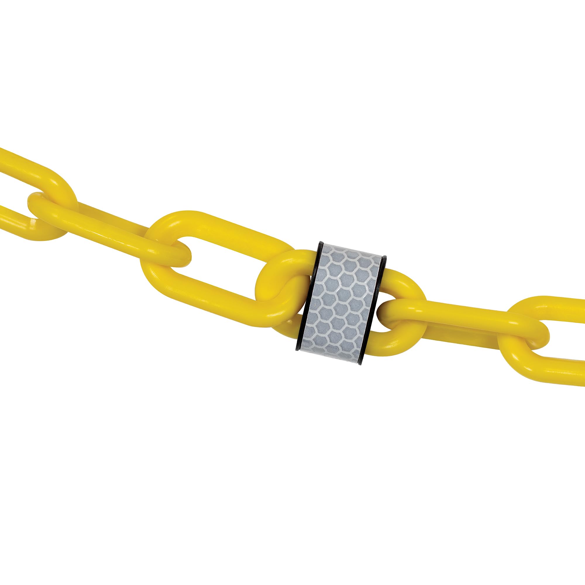 Mr. Chain Reflective Plastic Barrier Chain, Yellow, 2-Inch Link Diameter, 25-Foot Length (52002-25)