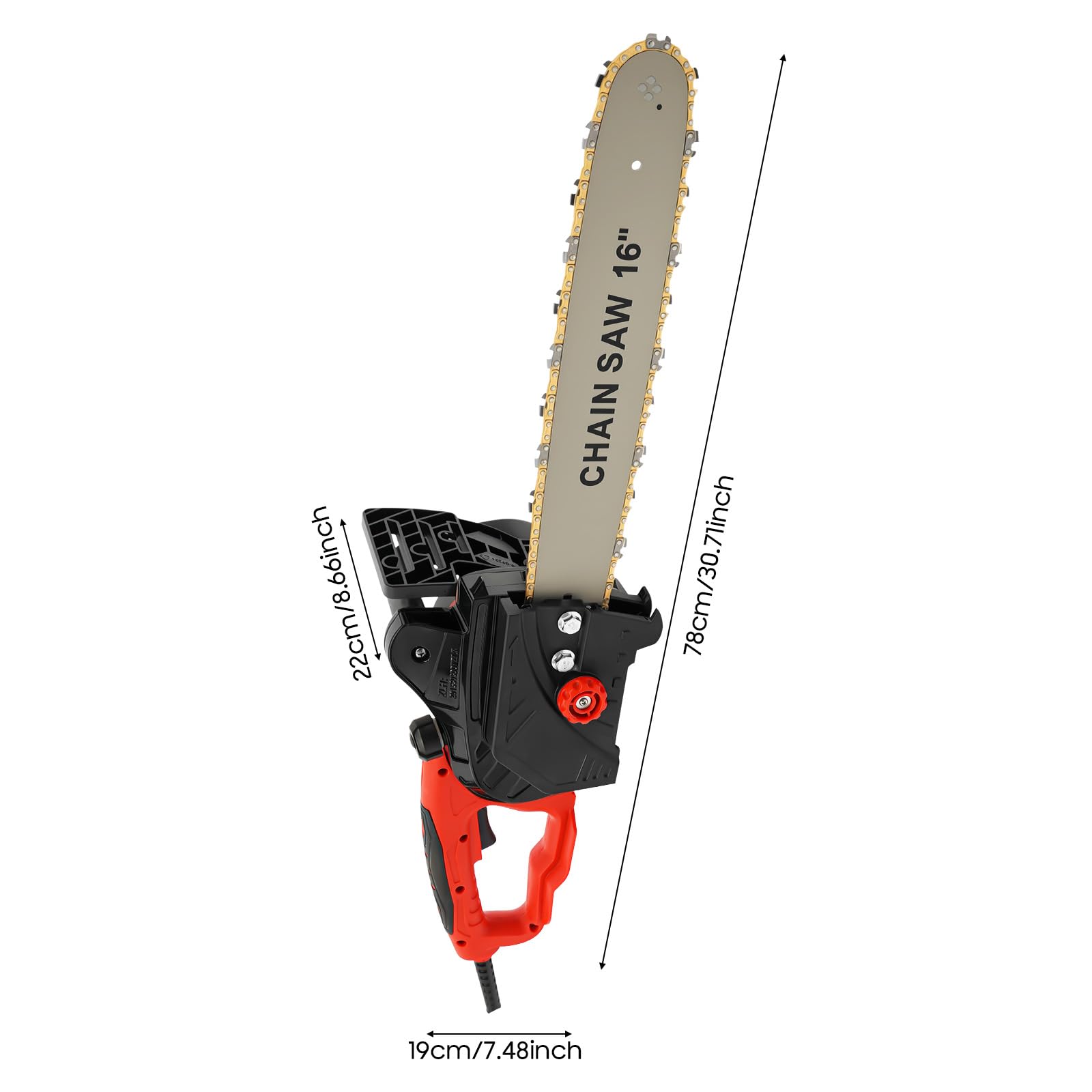 Motosierra eléctrica para carpintería, motosierra para bricolaje en casa, motosierra con cable, corte de troncos grandes, lubricación automática, interruptor de red de seguridad, taller, jardín