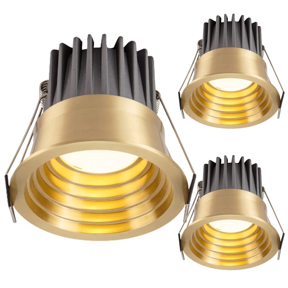 Aioneer 3 Pack Dimmable Led Downlight Anti-Glare Cob Recessed Spotlights 3 Inch Recessed Lighting Kits Eyeball Retrofit Spotlight Simple Retrofit Installation - No FlickerB-7W