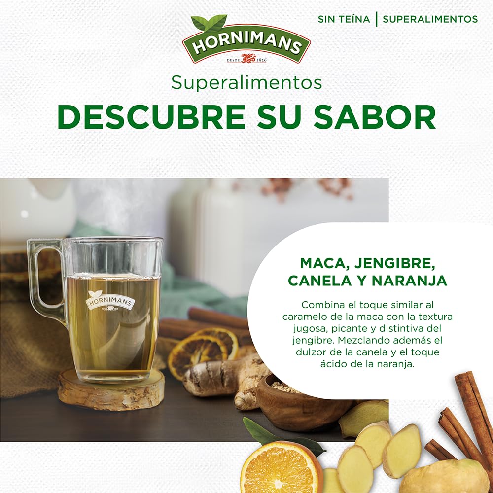 Hornimans Infusión de Maca con Jengibre 100% Natural | 20 bolsitas | Sin Teína