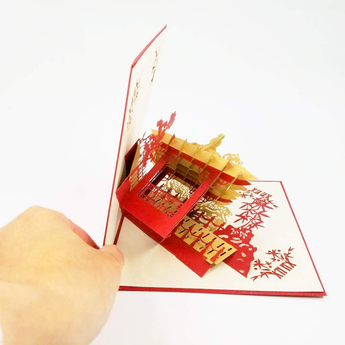 Asian Pavilion - Tarjeta de felicitación emergente, tarjeta de cumpleaños, tarjeta de graduación, tarjeta del día de San Valentín, tarjeta de aniversario, tarjeta de boda, tarjeta de