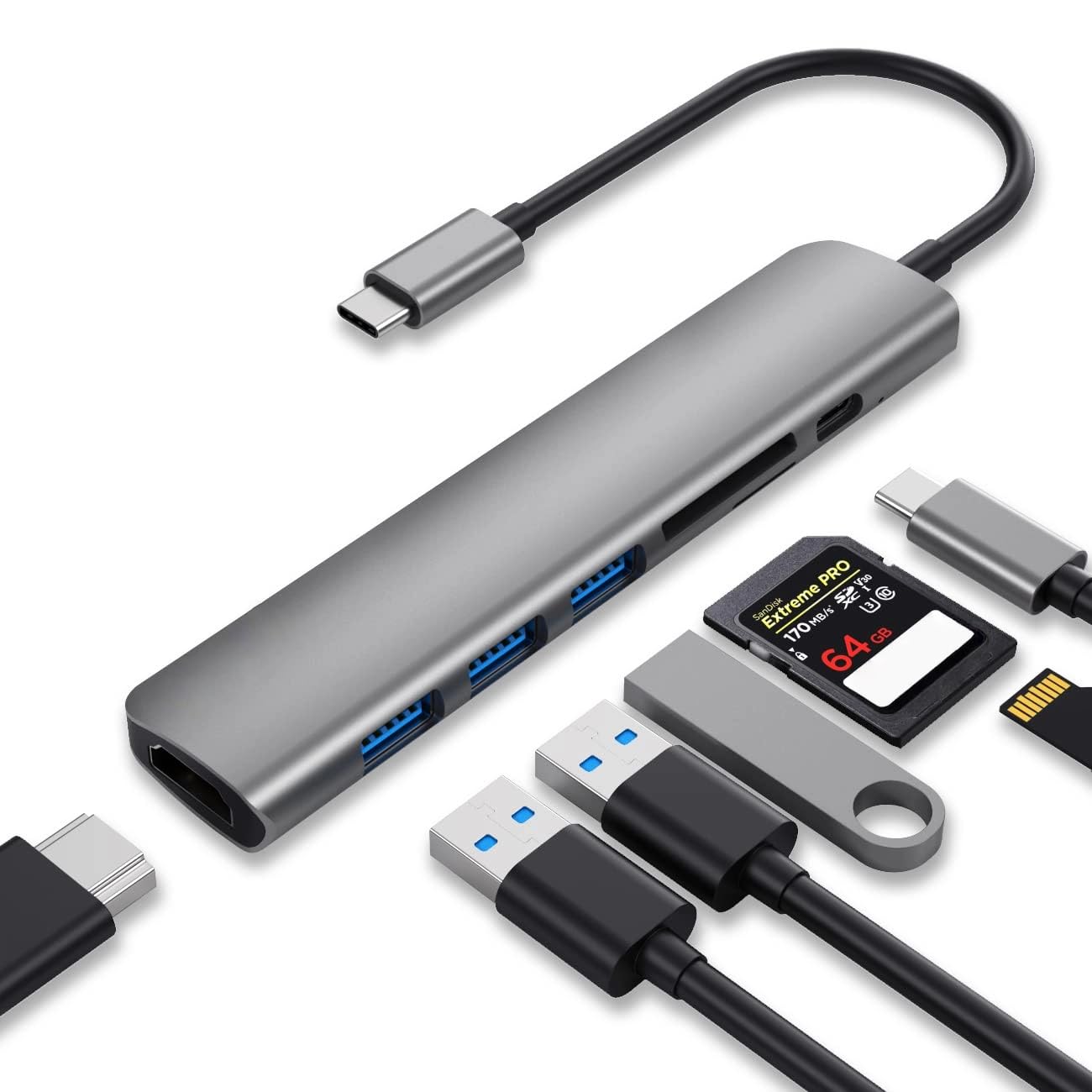 WALNEW USB C Hub, MacBook Pro USB C Adapter, 7-in-1 Type C Hub with 4K USB-C to HDMI, 3 USB 3.0 Ports, SD/TF Card Reader, 100W PD Dock for iPad Pro/ MacBook Pro/Air(Thunderbolt 3)/ Type C Devices | USBC Dongle Multiport Adapter, Thunderbolt 4 dock for MacBook Pro/Air, Mac, iPad, Surface, Dell XPS, Samsung Galaxy Tab-image-23