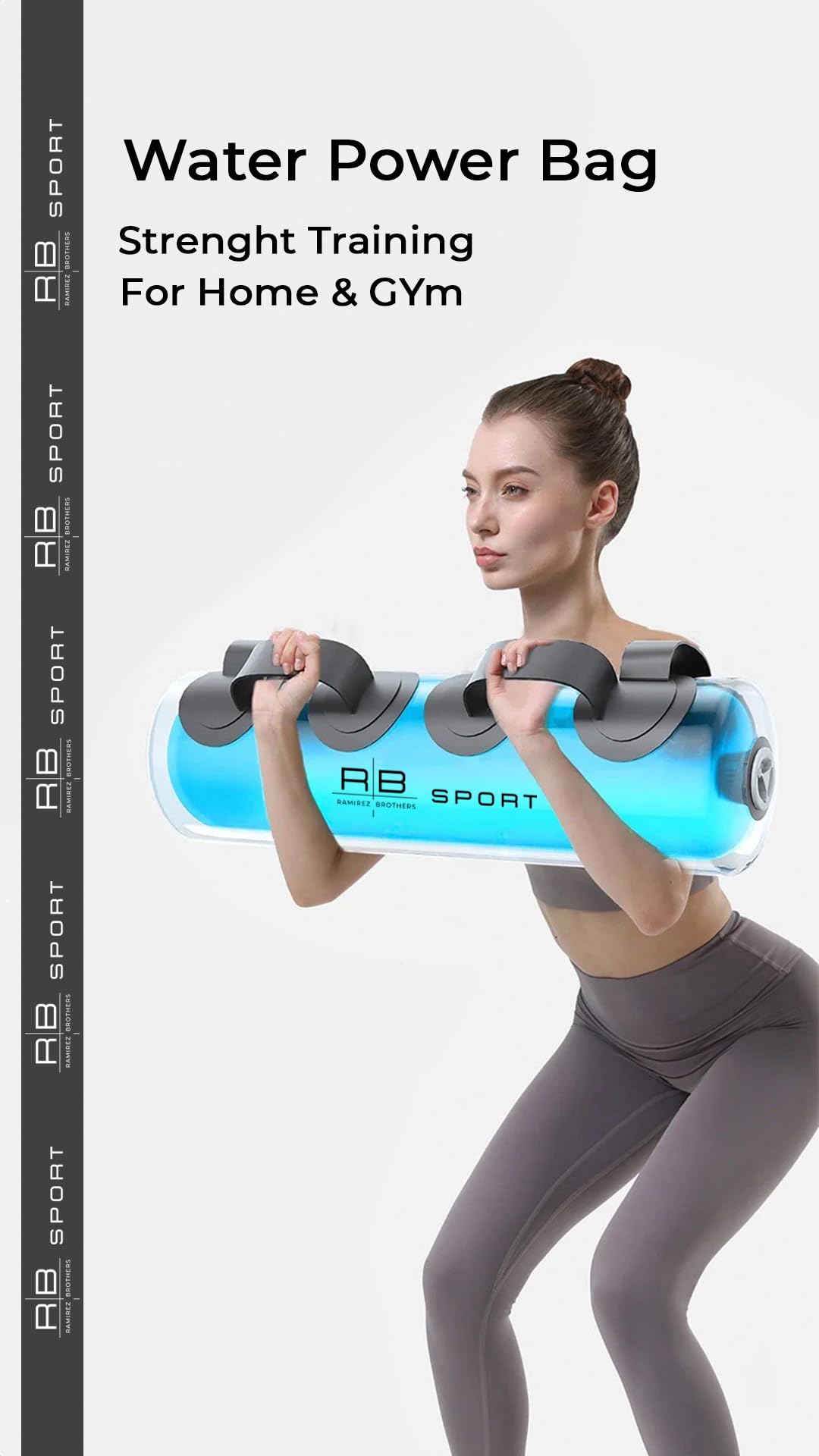 RAMIREZ BROTHERS - Aquabag Fitness and Stability, Bolsa de Agua para musculación, tonificación y Equilibrio Ajustable hasta 20kg, Incluye Bomba de Aire y Tres tintes (Azul, Verde y Rojo)