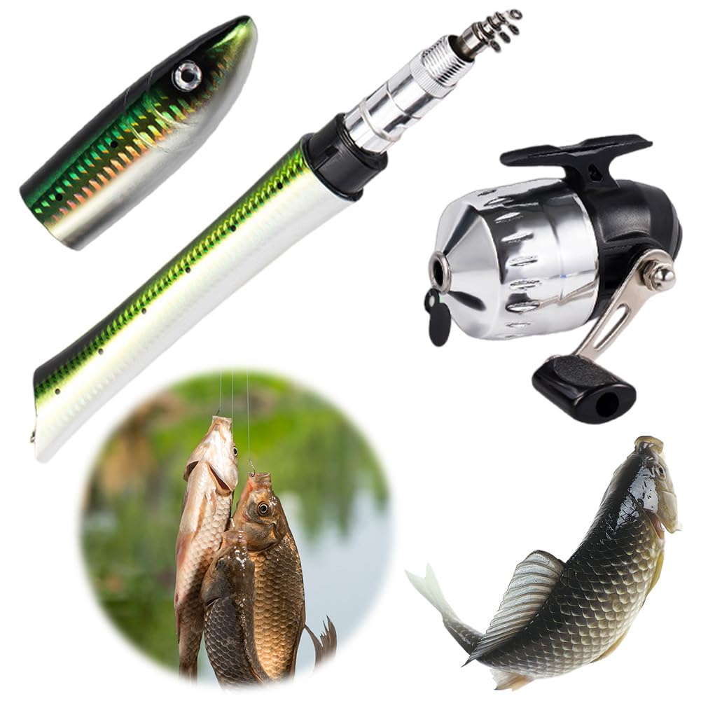 Canna da spinning telescopica a forma di pesce HTU con mulinello da pesca alla carpa, canna da pesca nel ghiaccio marino, accessori per la pesca