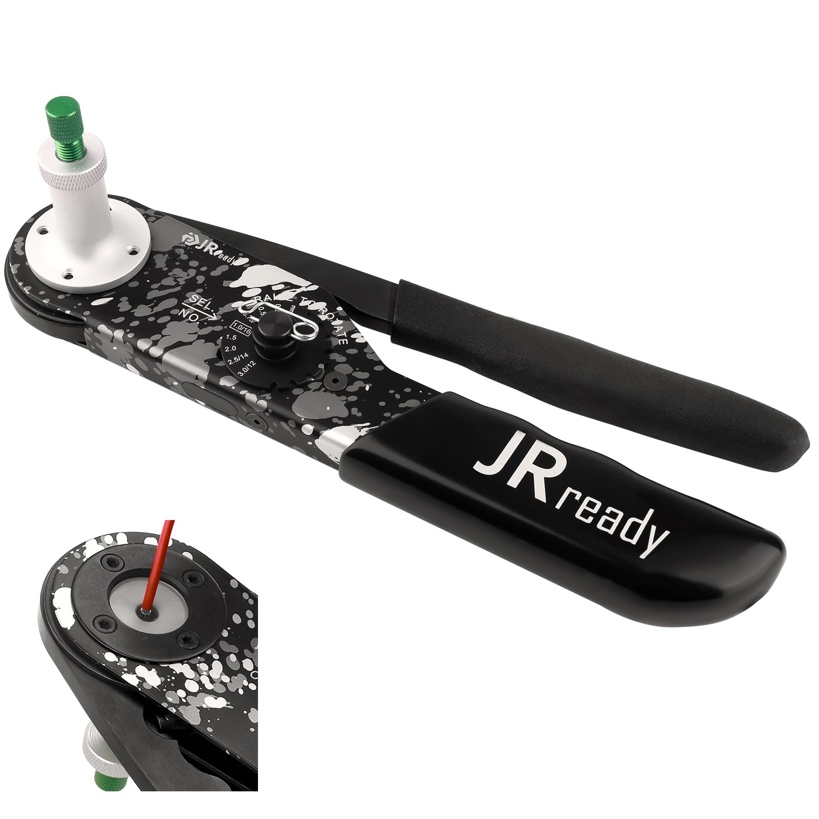 JRready NEW-DT2 Deutsch Crimpzange für Deutsch Stecker DT/DTM/DTP, Vierdorn-Crimpwerkzeug mit Positionierer, 12# 16# 20# gedrehte Kontakte, 12–22 AWG, HDT-48-00/HDT-4800 kompatibel