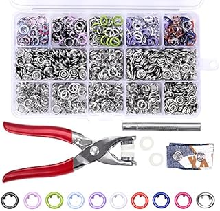 200Pcs 9.5mm Snap Fasteners, craftsman168 Poppers Ring Press Snap Studs with Hand Pressing Pliers Tool Kit for Bibs Custom Clothing or DIY Projects