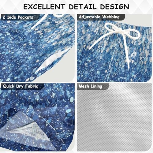 Boccsty Denim Blue Light Blue Gradient Glitter Boys Swim Trunks Baby Kids Swimwear Summer Toddler Beach Board Shorts 2T3