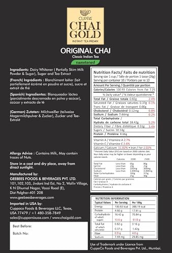 Instant Original Chai Mix Latte Tea By Chai Gold - Premium, Gluten-Free, Real Natural Cane Sugar – Perfect For Home, Travel, Parties, And Camping - Tasty Authentic Indian Chai Sweetened (Pack Of 2) #TOP1