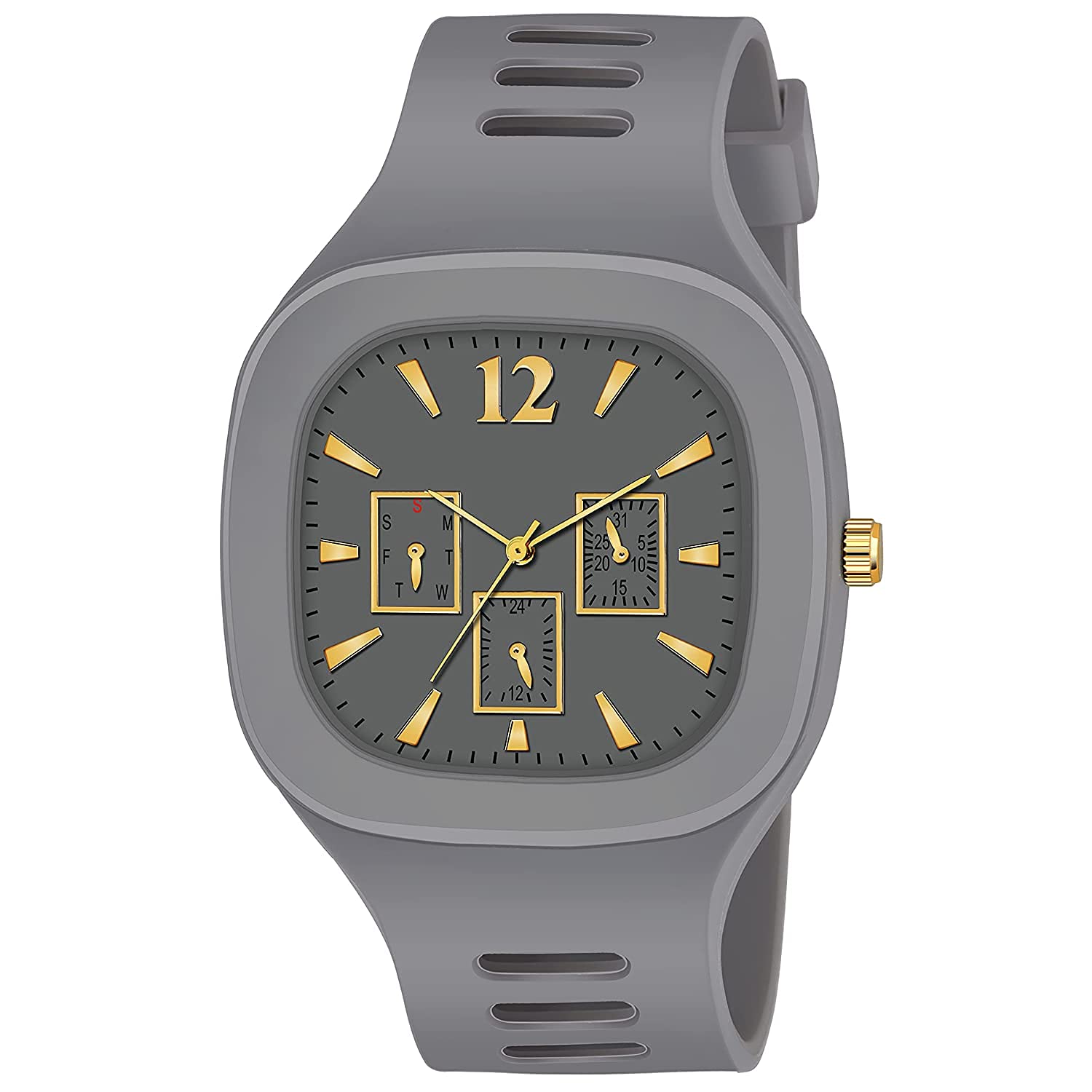 SELLORIA White dial Square Shape Analog and with Digital Silicon Strap Stylish Designer (Grey) (B0B7K56GWS) Amazon Price History, Amazon Price Tracker