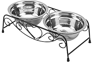 Double Dinner: Stylish Stainless Steel Raised Pet Bowls with Stand
