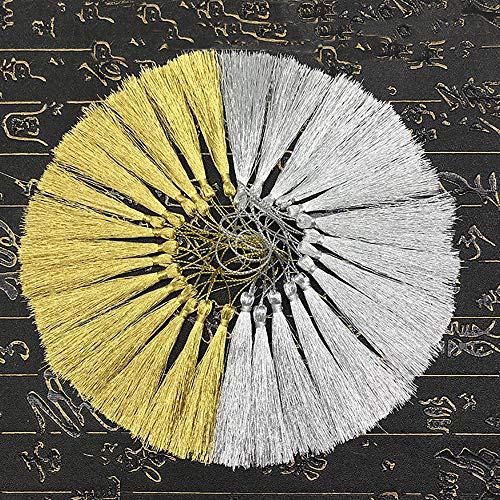 Makhry 100 Pieces Bookmark Tassels 13Cm/5 Inch Silk Tassels With Loop Handmade Tassels For Crafts Jewelry Making Diy Art Projects School Supply(Glittering Silver) #TOP6