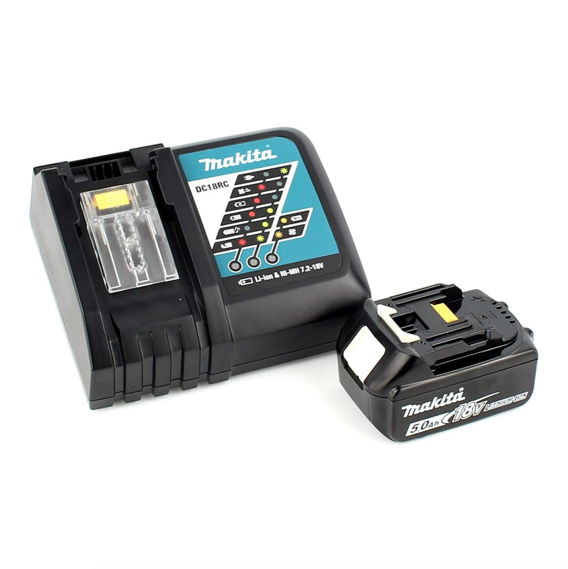 Makita DGA 517 RT1J akumulatorowa szlifierka kątowa 18V 125 mm + 1x akumulator 5,0Ah + ładowarka + skrzynka transportowa Makpac 3