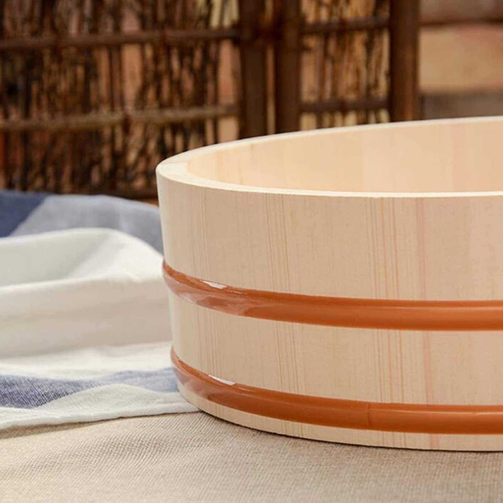 Drewniana wanna do mieszania ryżu Hangiri Oke, zestaw do robienia sushi z wałkiem do ryżu, japońska miska do sushi, 36 cm