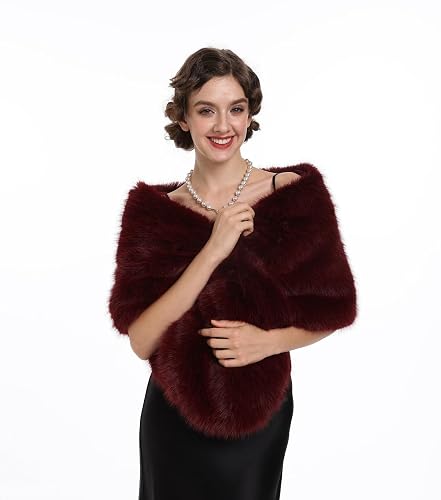 SAFERIN Women Luxurious Large Winter Faux Fur Scarf Wrap Collar