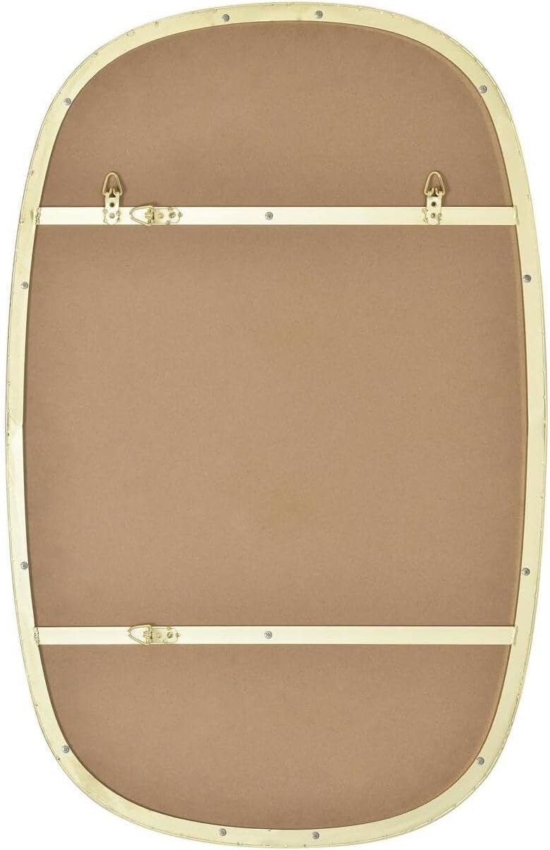 HomeStock Oval Wall Mirror - 36x24 Inch Decorative Mirror with Brass Frame - Modern Vanity Mirror for Bathroom, Living Room