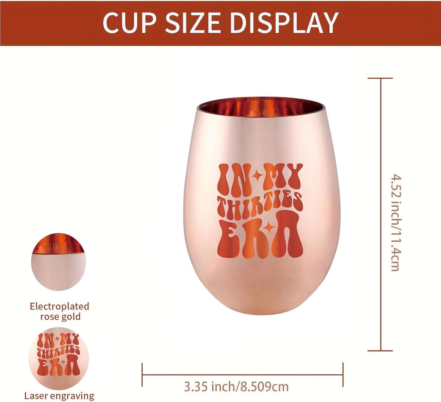 In My 30s Era Wine Glass - 30th Birthday Gift for Her - 30 Year Old Gifts for Women, Sister, Mom, Daughter, Best Friend - Funny 30th Birthday Decorations for Her (Stemless) - Image 2