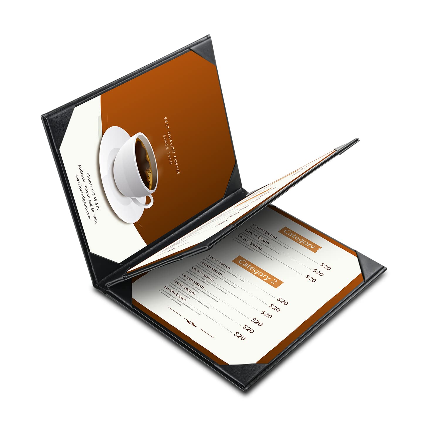 Buy Restaurant Menu Covers Holders 8.5 X 11 Inches, Four View Leather