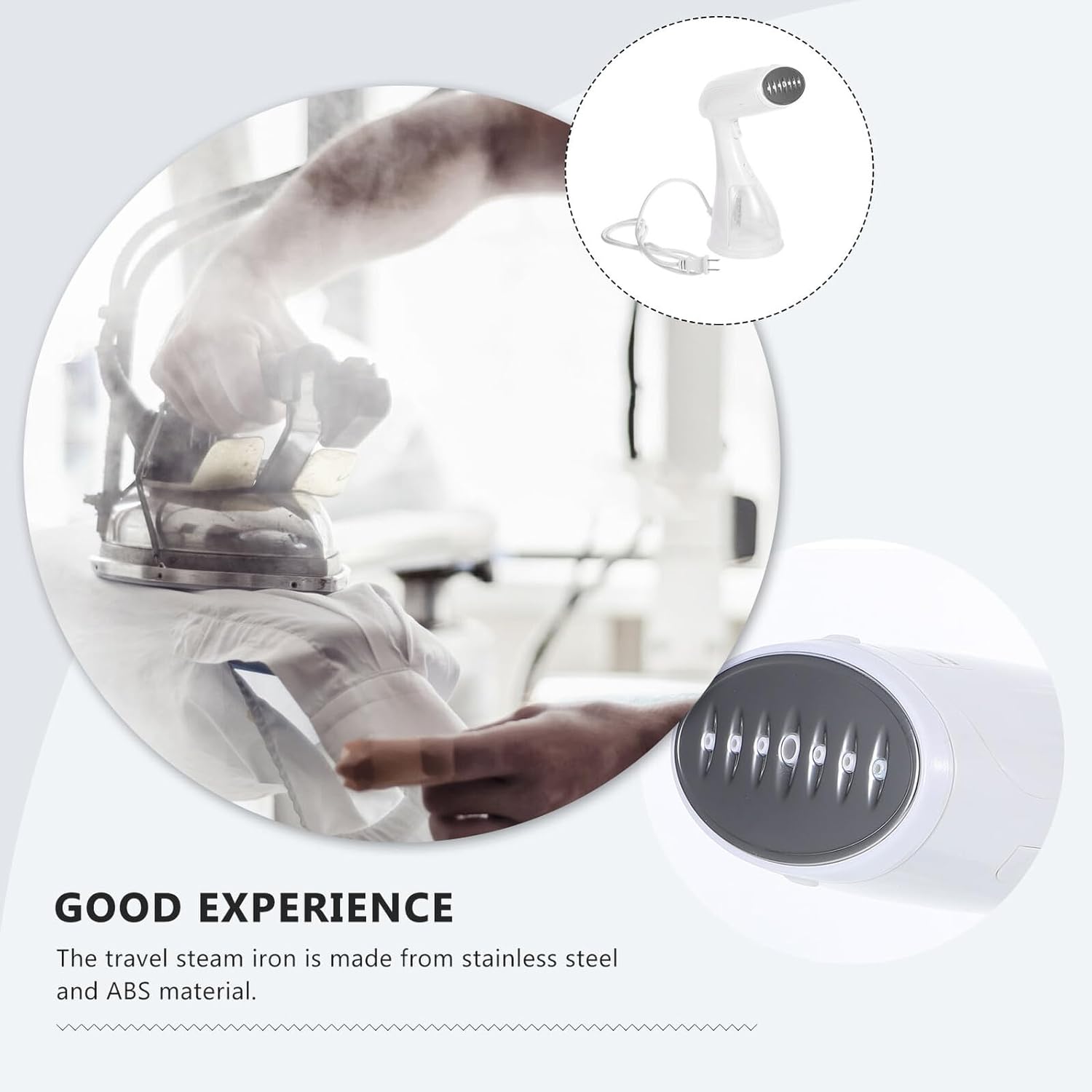 Portable Handheld Steamer Iron for Travel and Home Lightweight Stainless Steel Steam Iron Garment Wrinkle Remover Safe No-leak Steam for Clothes Curtains and Linens Plug