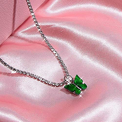 Preisvergleich Produktbild CKAWM Halskette Schmetterling Kristallkette Halskette Weibliches Acrylharz Silber Halskette Schmuck Hochzeitsgeschenk