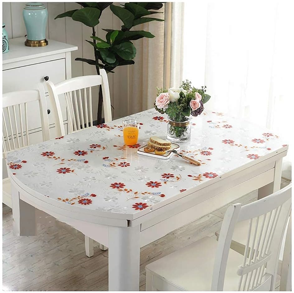 Table Cover Plastic Table Cloth Cover,Oval PVC Table Protector Pad Mat for Desk Dining Coffe Table - Heavy Duty Tablecloth Multi Size