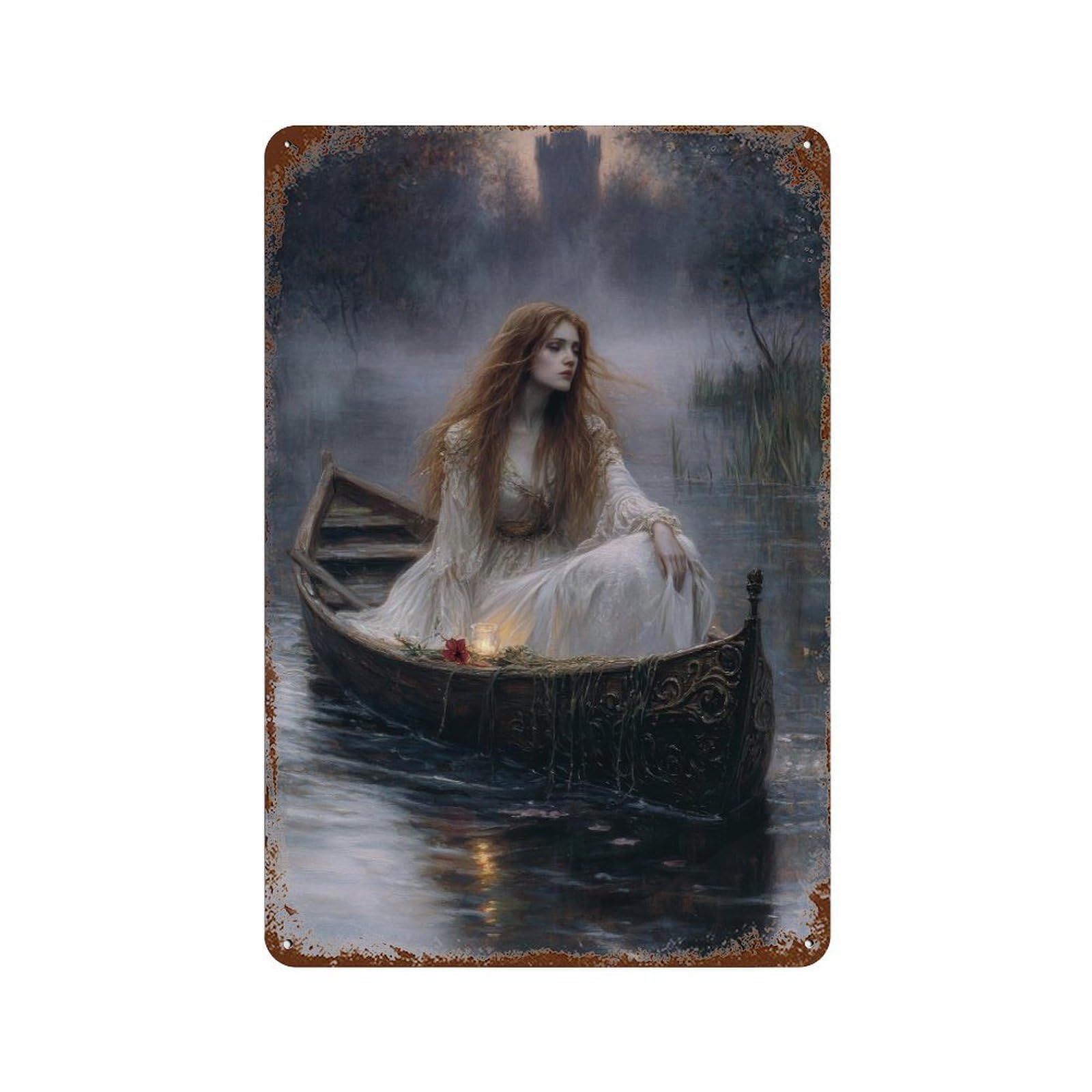 xiaoxiaoshen Lady Shallot Dark Academia Romantic Literary Vintage Pre Wall Decor Art Metal Tin Poster Modern Home Decor Art Home Bar Shop Decorations Vintage Sign 30x20cm
