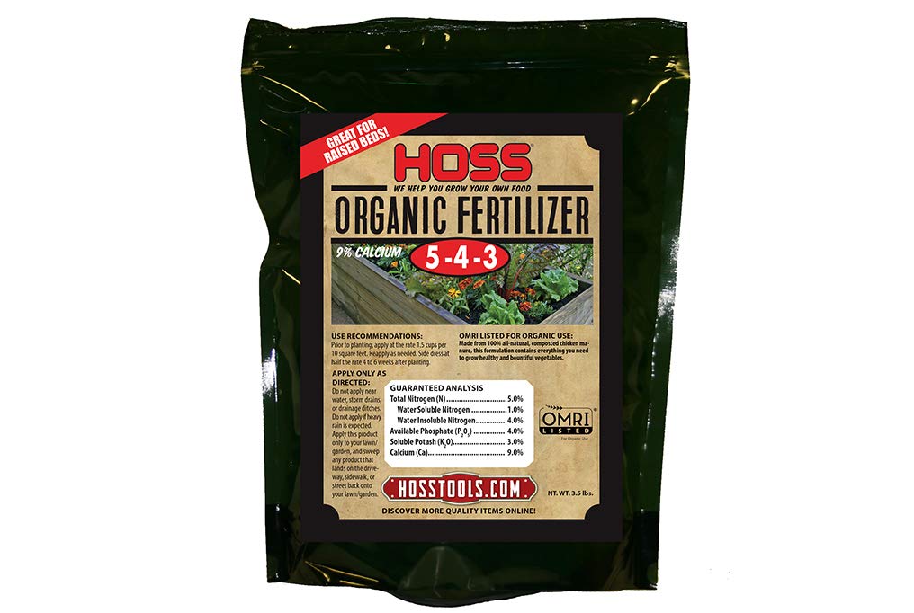HOSS Complete Organic Fertilizer | 5-4 - 3 Plus 9% Calcium | Great for Vegetable Gardens | OMRI Certified for Organic Growing (1, 3.5 lbs)