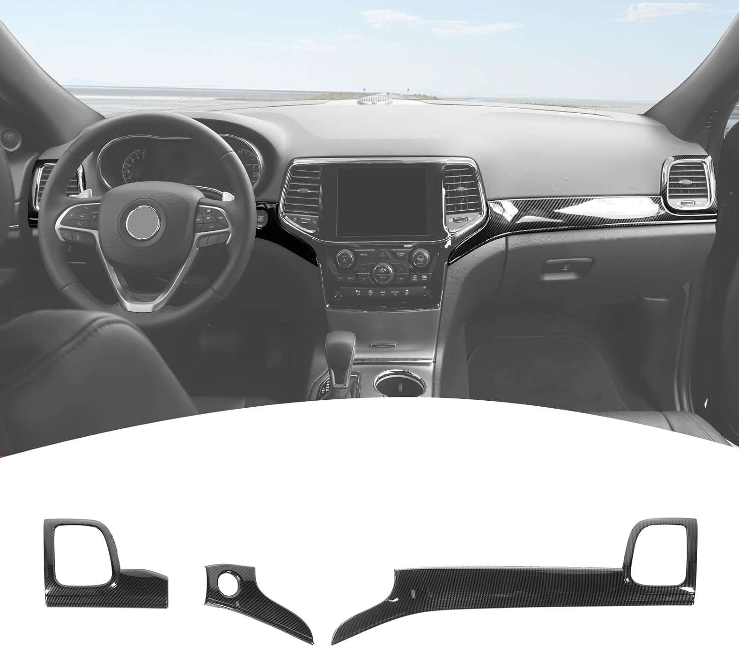 for Grand Cherokee Center Console Dashboard Panel Trim AC Vent Cover for Jeep Grand Cherokee 2011-2020 Carbon Fiber Interior Accessories 3pcs