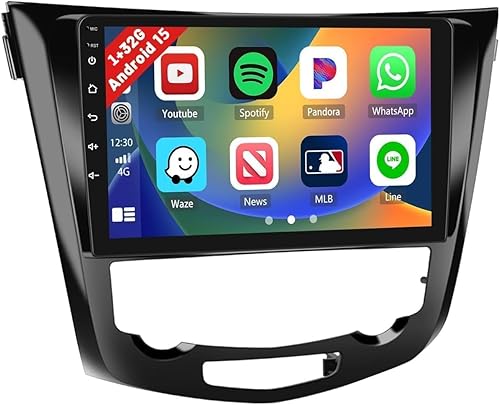 Para Nissan Rogue X-Trail Qashqai Radio 2014-2018 Android 15 Car Stereo, Hikity 10.1 '' Pantalla táctil Radio inalámbrica Carplay Android Auto