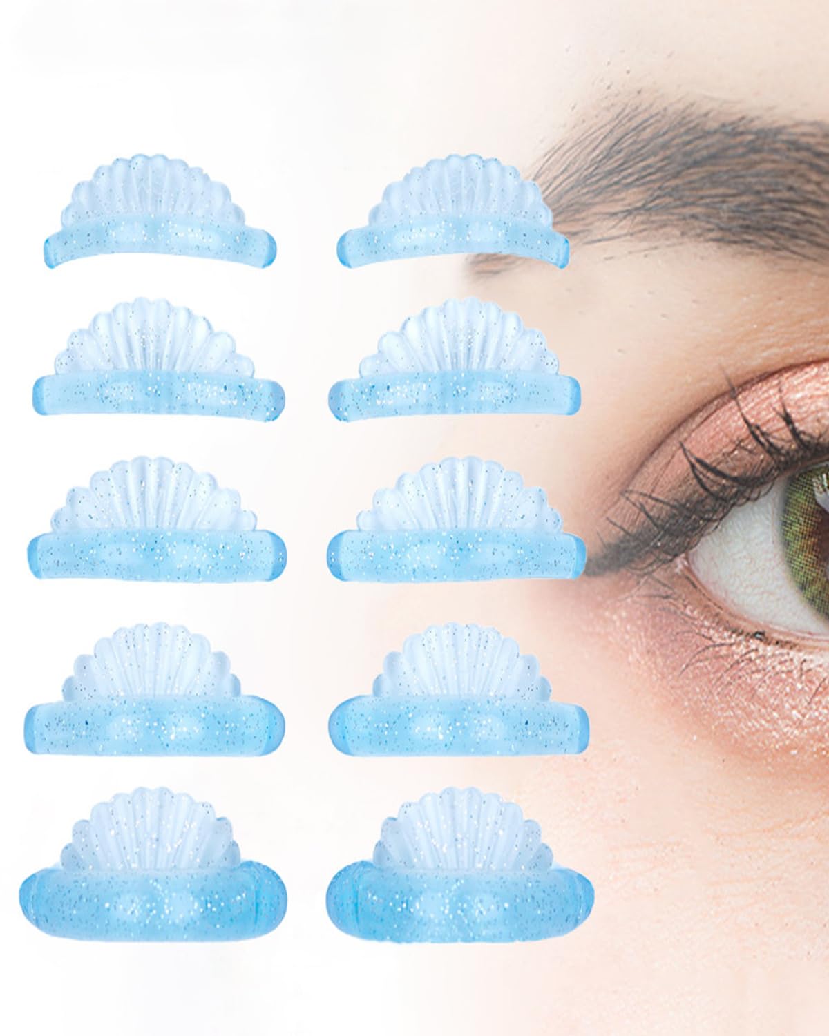 5 Paia Taglia silicone Lash sollevamento rilievo ciglia Perming bigodino sferza Ascensore Patch trucco di bellezza del ciglio di accessori riutilizzabili Lash Pads Shield, 5 misure