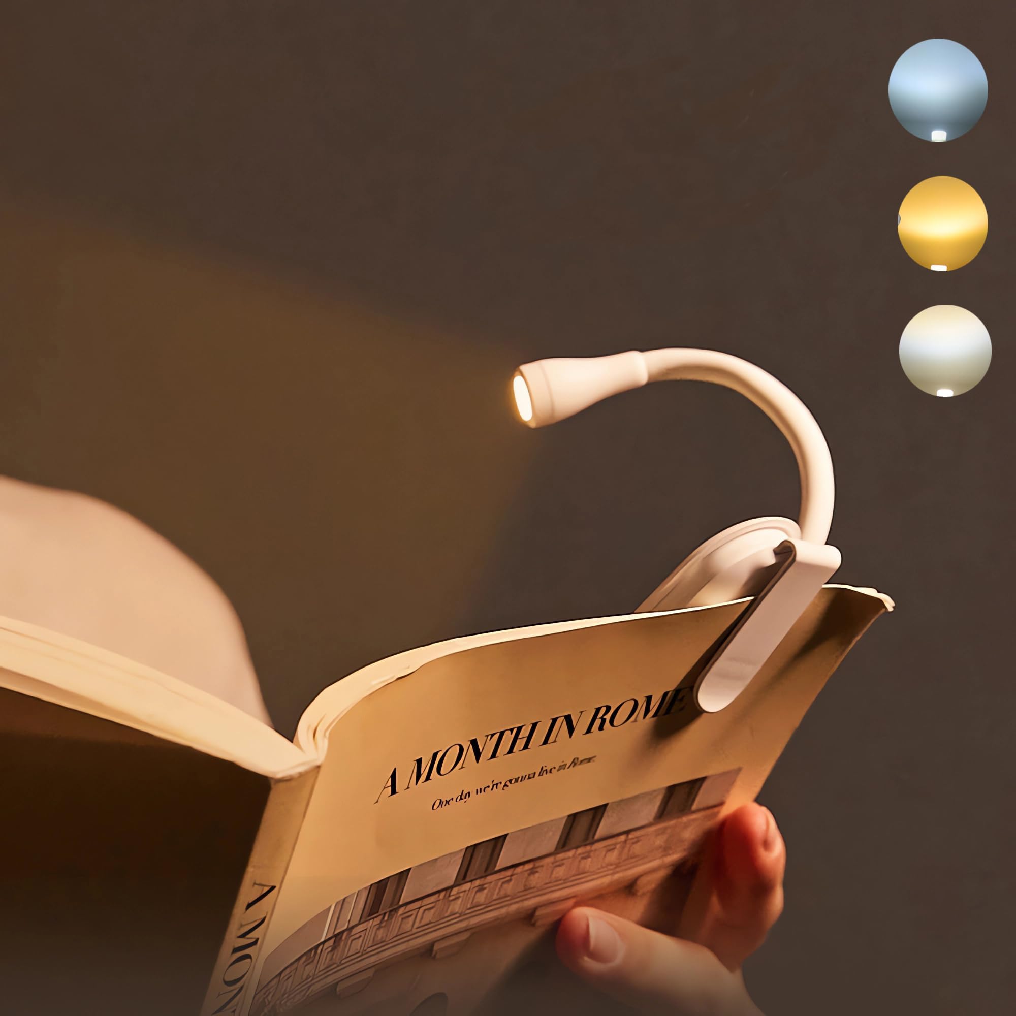 USB Reading Light, Easy to read in bed LED book light, 360° adjustable, adjustable brightness, soft light, eye protection, small portable light