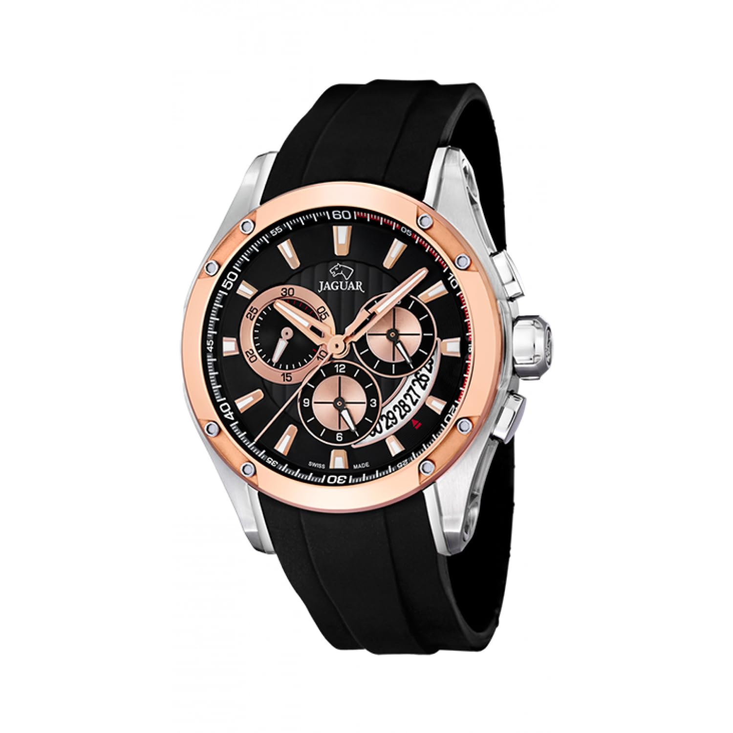 JAGUAR Reloj Modelo J689/1 de la colección Special Edition, Caja de 45 mm Negro con Correa de Caucho Negro para Caballero