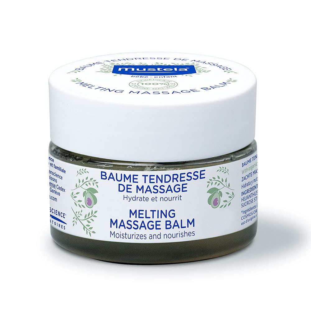 Mustela Baby Massage Balm - Luxurious Melting Balm with Natural Avocado & Sunflower Oil - Vegan & Alcohol-Free - 3.17 oz.