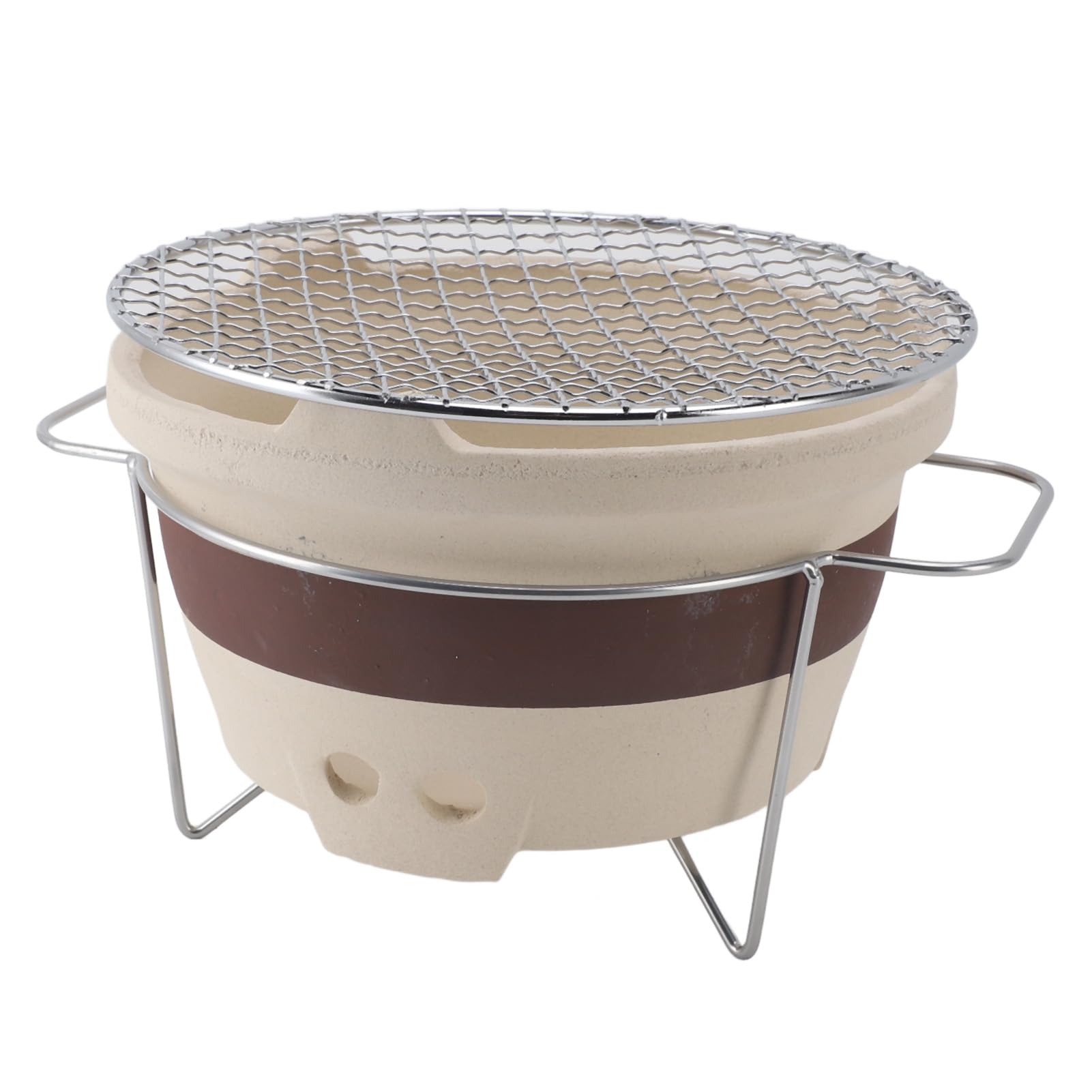 Grill à Charbon de Bois Portable avec Poêle en Argile pour Maison et Jardin