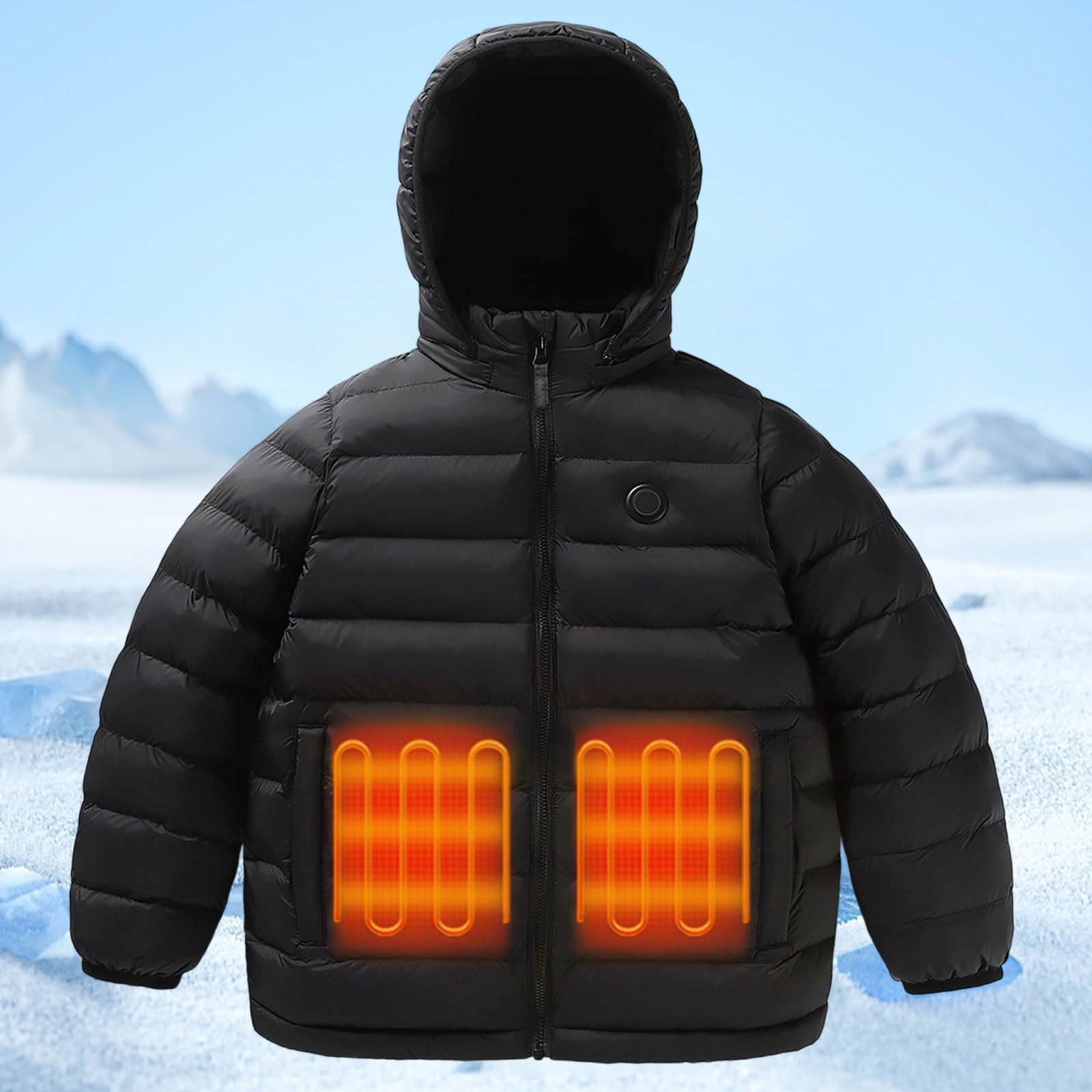 Generisch Chaqueta calefactable para niño, batería recargable, abrigo cálido de invierno con almohadilla térmica para niños y adolescentes en actividades al aire libre frías