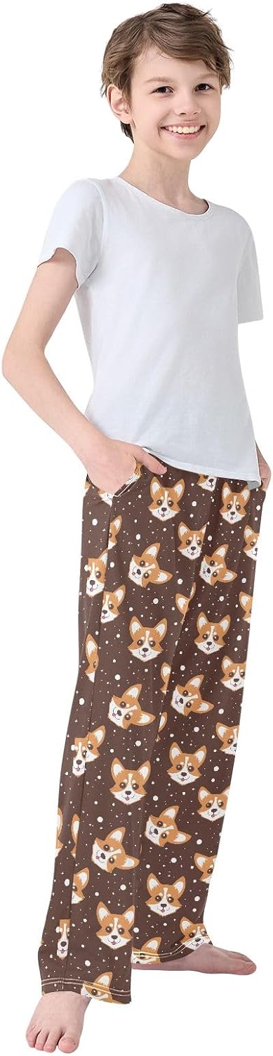 Cartoon Corgi Dog Face Long Pajama Pants Bottoms Soft Sleepwear with Pockets - Image 7