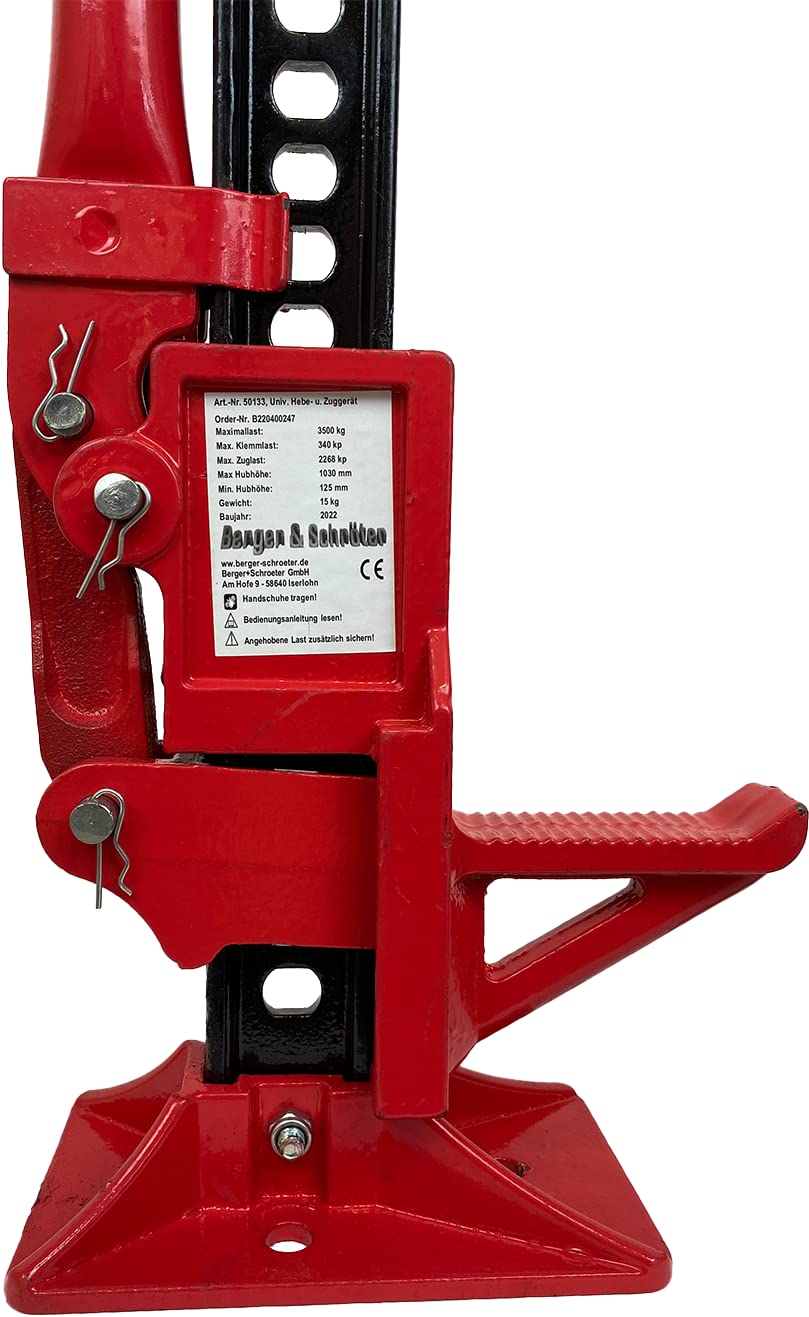 Berger & Schröter 50133 Farm Jack Wagenheber Offroad Traktorhochheber 3500kg Tragkraft, Rot