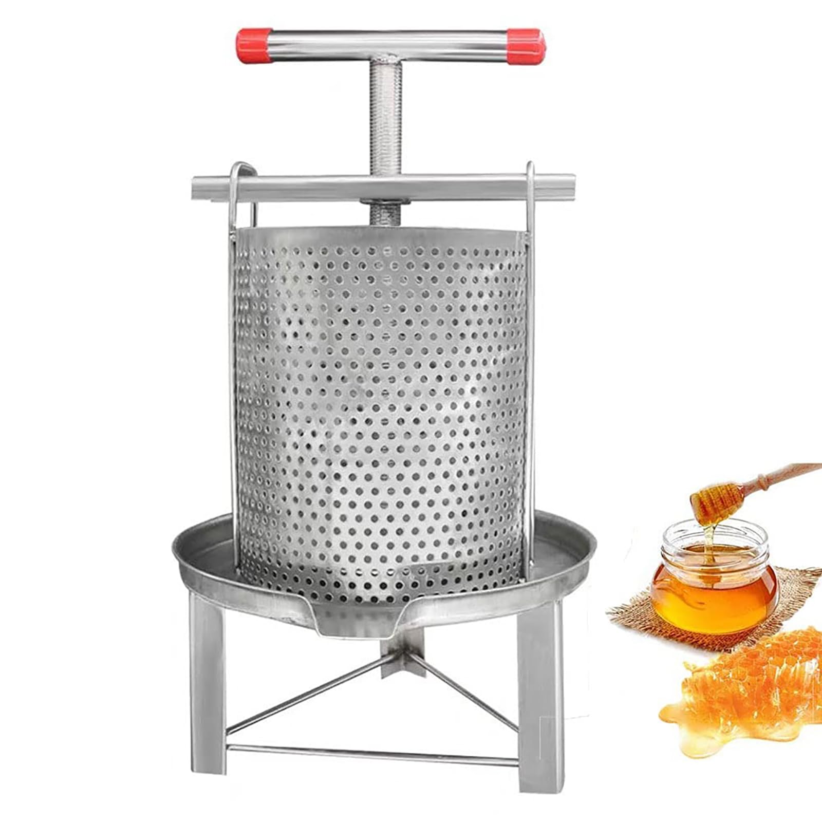 Extractor Manual De Miel De Acero Inoxidable, 3 Marcos De Panal, Accesorio Tangencial con Accionamiento Manual, Accesorio para Apicultores, Diseño Resistente a La Oxidación
