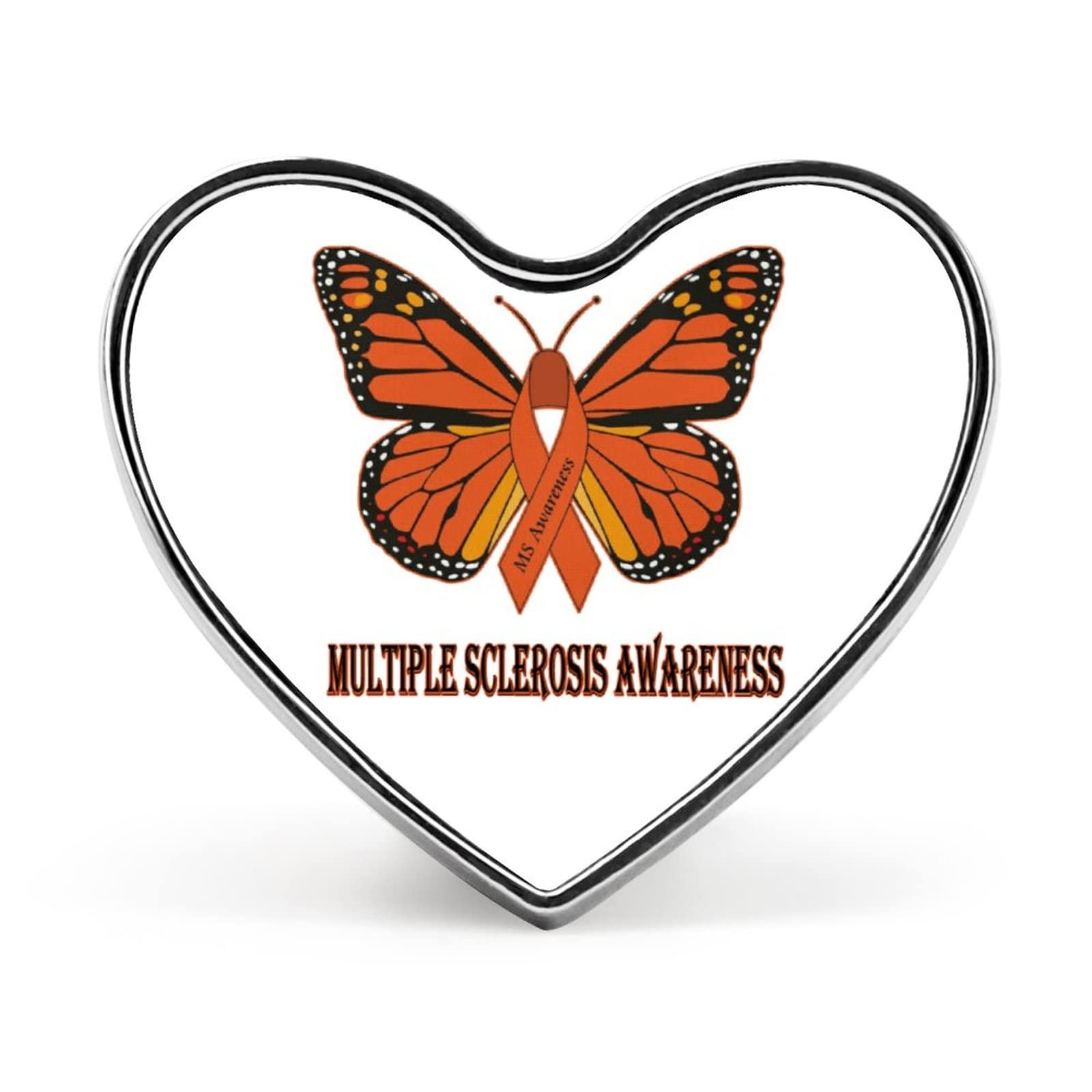 Multiple Sclerosis Awareness Butterfly Cute Heart Brooch Pin Funny Lapel Tie Pin Crafts Badge for Costume Accessory