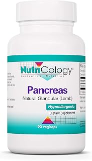 Nutricology Pancreas Lamb Supplement - Pancreas Natural Glandular, Pancreatic Enzymes, Amylase, Protease, Lipase, Hypoallergenic 425mg - 90 Count
